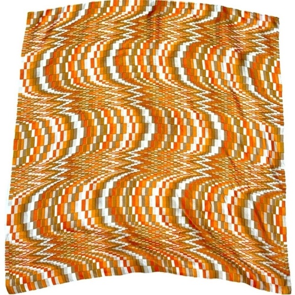 Vintage Scarf Bundle, Abstract Artistic Silk & Mod Geometric Orange - Picture 5 of 9
